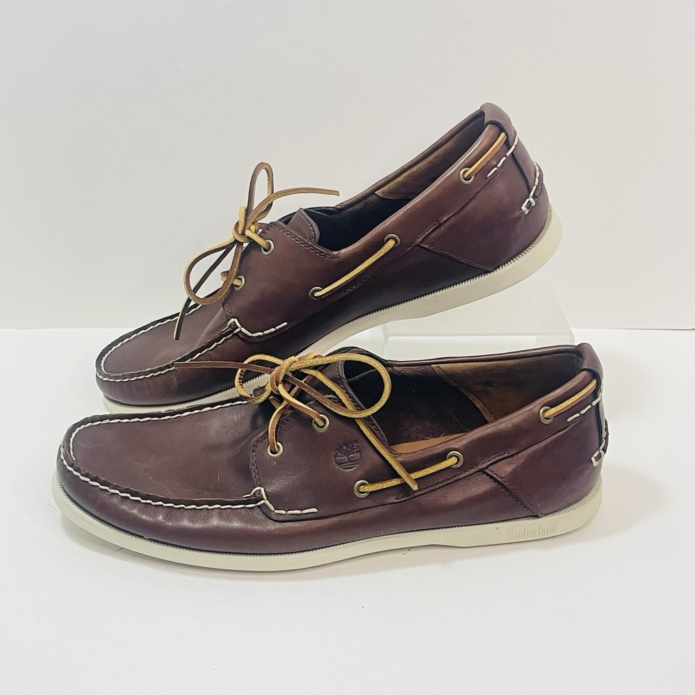 TIMBERLAND Earth Keepers Brown Heritage 2 Eye Boat Shoes Mens Size 14 W